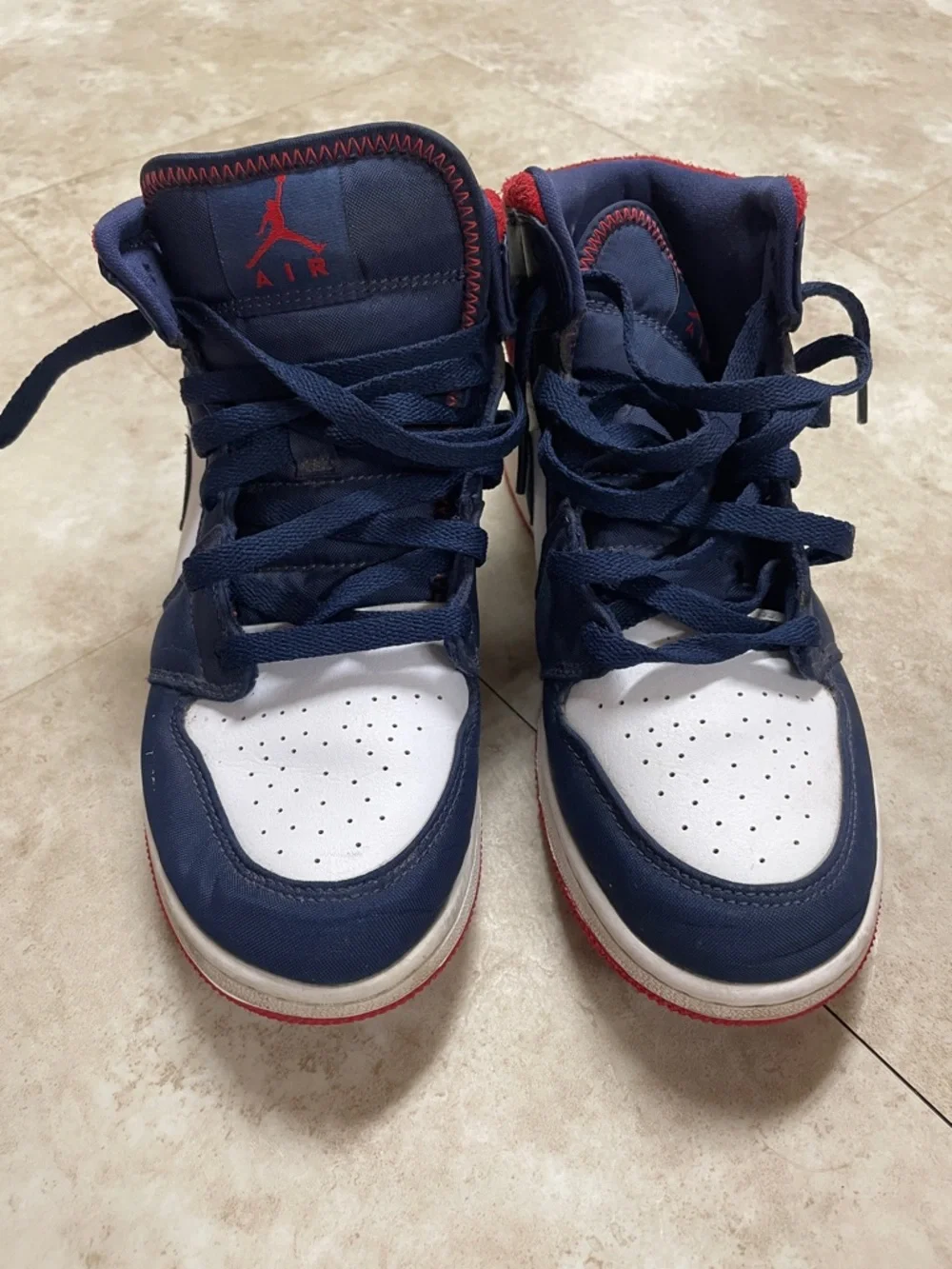 Nike Air Jordan 1 Kids mid se Olympic mid Top Sneakers - Navy/White/Red